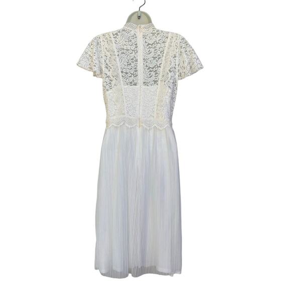 NWT Feather Bone Anthropologie Greenwich Lace Dress Size 4 Ivory Pleated Skirt - Picture 7 of 9